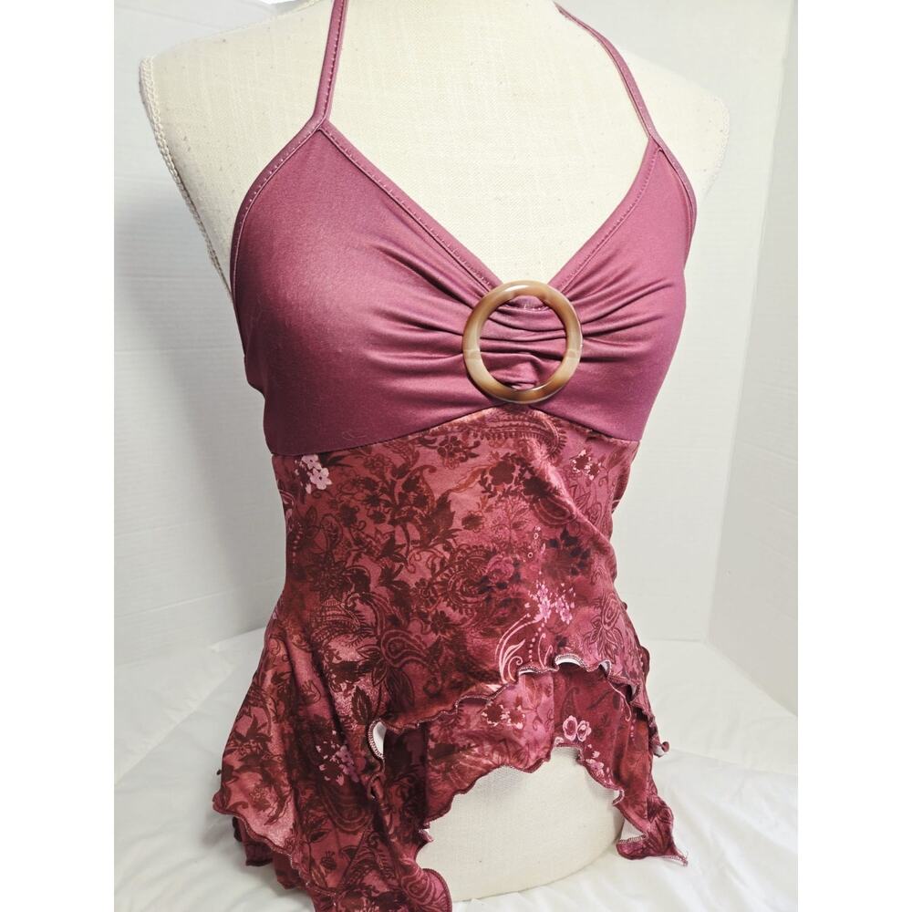 Boho Y2k S Halter Top Fairy 2000s Blouse Asymmetrical Indie Retro Wimsy Romantic - Picture 2 of 8